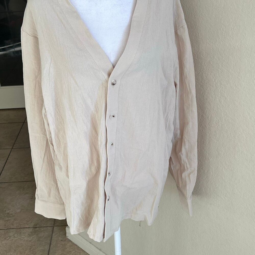Coofandy Men’s L Button Down Cardigan Sweater Beige Lightweight Vneck Layer NWT